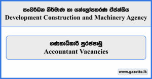 Accountant - Development Construction and Machinery Agency Vacancies 2024