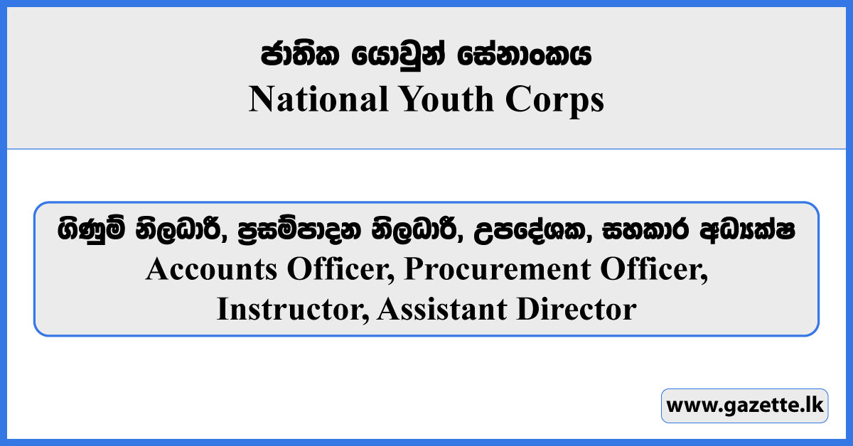 Accounts Officer, Procurement Officer, Instructor, Assistant Director - National Youth Corps Vacancies 2026