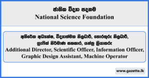Additional Director, Graphic Design Assistant, Machine Operator - National Science Foundation Vacancies 2024