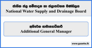 Additional General Manager - National Water Supply and Drainage Board Vacancies 2024