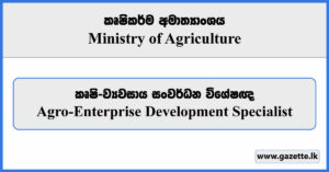 Agro-Enterprise Development Specialist - Ministry of Agriculture & Plantation Vacancies 2024