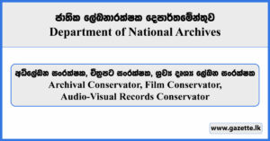 Archival Conservator, Audio-Visual Records Conservator, Film Conservator - Department of National Archives Vacancies 2026