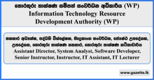 Assistant Director, System Analyst, Software Developer, Senior Instructor, Instructor, IT Assistant, IT Lecturer - Information Technology Resource Development Authority (WP) Vacancies 2024