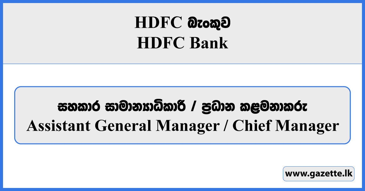 Assistant General Manager, Chief Manager - HDFC Bank Vacancies 2024
