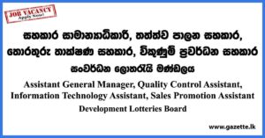 Assistant General Manager, Quality Control Assistant, IT Assistant - Development Lotteries Board Vacancies 2023