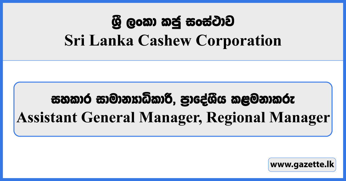 Assistant General Manager, Regional Manager - Sri Lanka Cashew Corporation Vacancies 2024