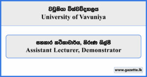 Assistant Lecturer, Demonstrator - University of Vavuniya Vacancies 2025