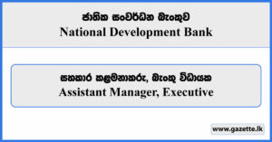 Assistant Manager, Executive - National Development Bank Vacancies 2024