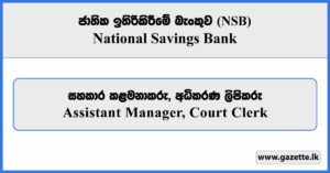 Assistant Manager, Court Clerk - National Savings Bank Vacancies 2025