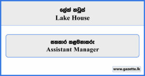 Assistant Manager - Lake House Vacancies 2025