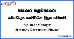 Assistant Manager - Sarvodaya Development Finance Vacancies 2023