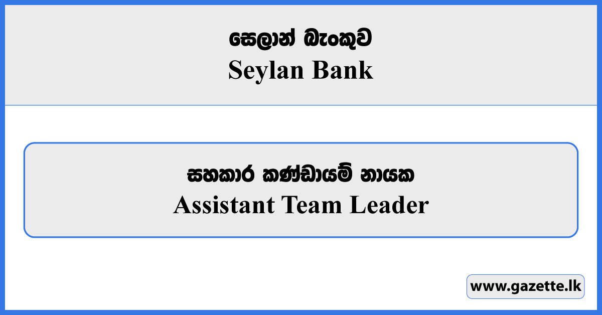Assistant Team Leader - Seylan Bank Vacancies 2025