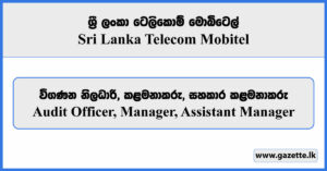 Audit Officer, Manager, Assistant Manager - SLT Mobitel Vacancies 2026