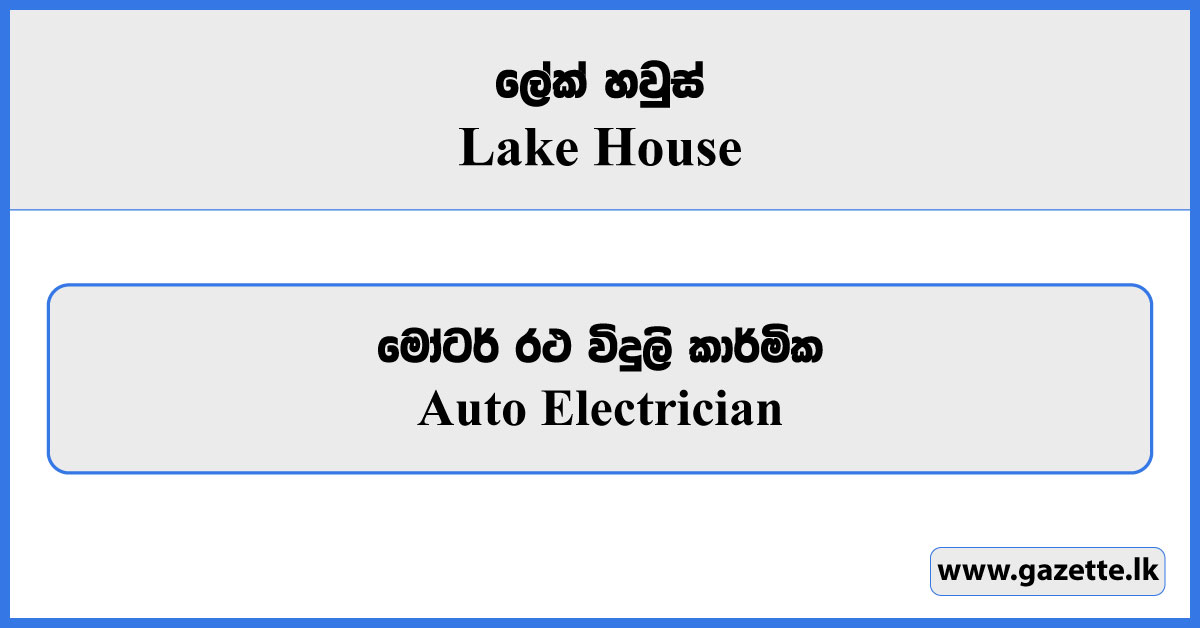 Auto Electrician - Lake House Vacancies 2025