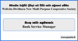 Bank Service Manager - Welivita Divithura New Multi Purpose Cooperative Society Vacancies 2025