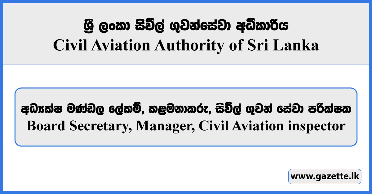 Board Secretary, Manager, Civil Aviation inspector - Civil Aviation Authority Vacancies 2026