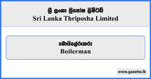 Boilerman - Sri Lanka Thriposha Limited Vacancies 2026