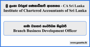 Branch Business Development Officer - CA Sri Lanka Vacancies 2026