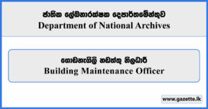 Building Maintenance Officer - Department of National Archives Vacancies 2026