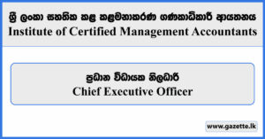 Chief Executive Officer - Institute of Certified Management Accountants of Sri Lanka Vacancies 2024