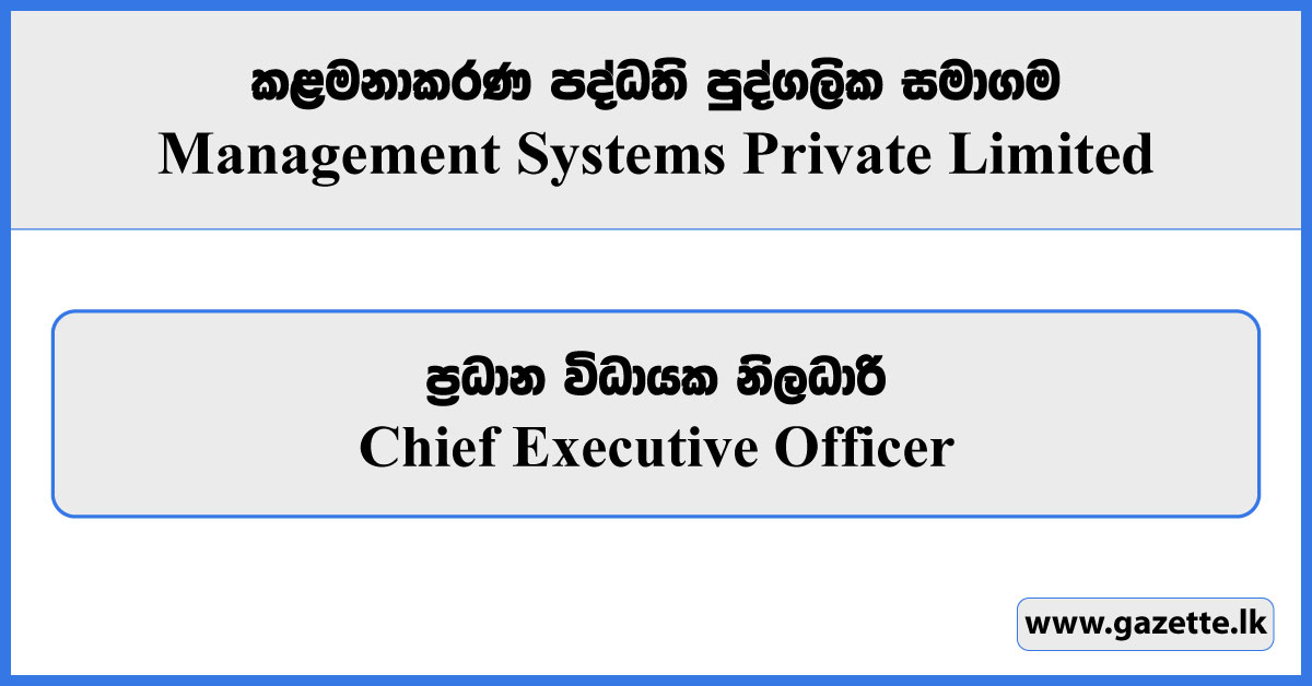 Chief Executive Officer - Management Systems Private Limited Vacancies 2024
