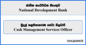 Cash Management Services Officer - National Development Bank Vacancies 2024