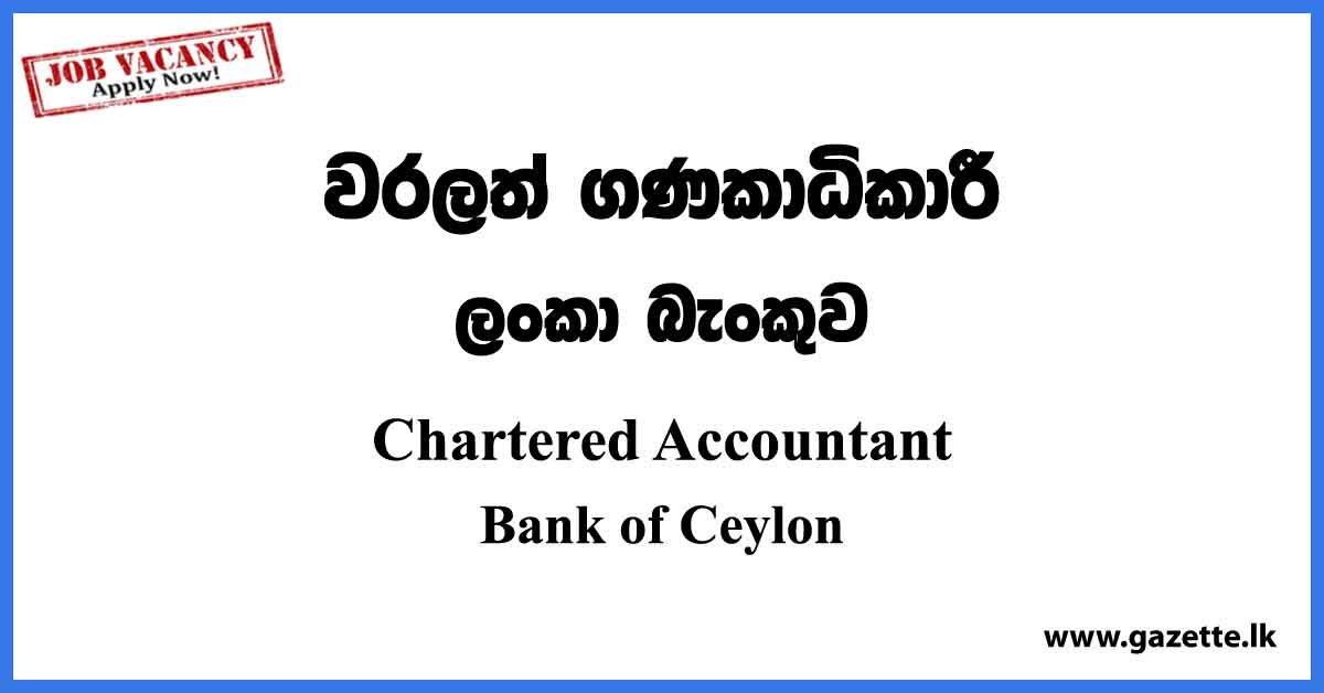 Chartered Accountant - Bank of Ceylon Vacancies 2023