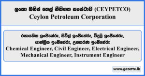 Chemical Engineer, Civil Engineer, Electrical Engineer, Mechanical Engineer, Instrument Engineer - CEYPETCO Vacancies 2026