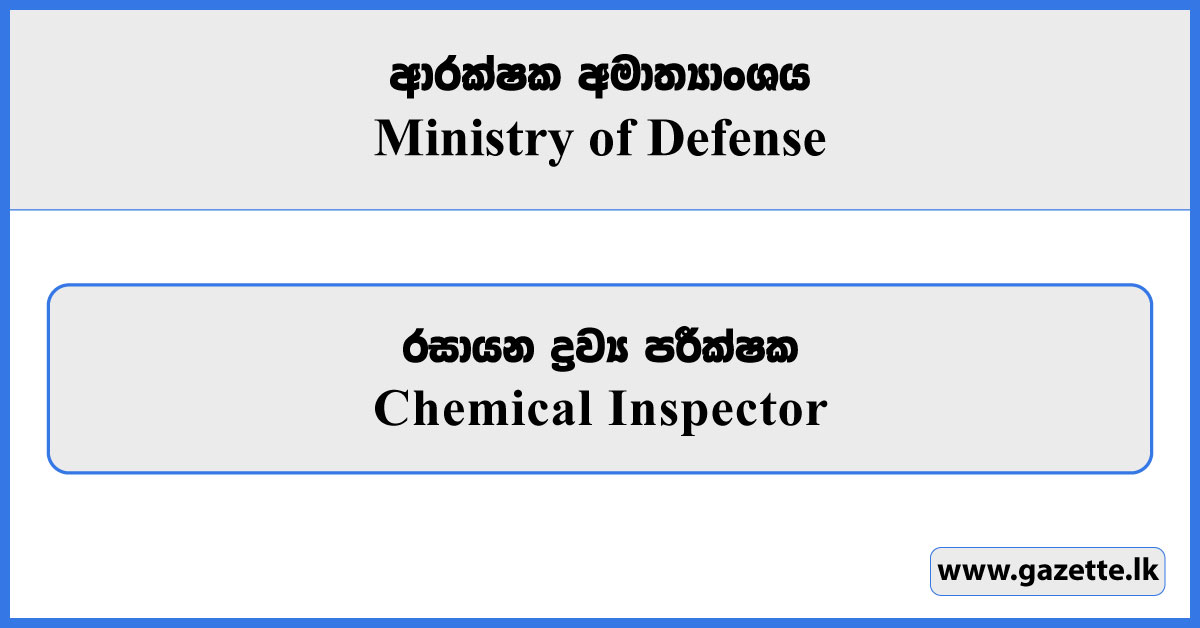 Chemical Inspector - Ministry of Defence Vacancies 2026