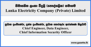 Chief Engineer, Chief Information Security Officer, Data Engineer - LECO Vacancies 2025