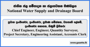 Engineer, Quantity Surveyor, Secretary, Engineering Assistant, Accounts Clerk - National Water Supply and Drainage Board Vacancies 2025