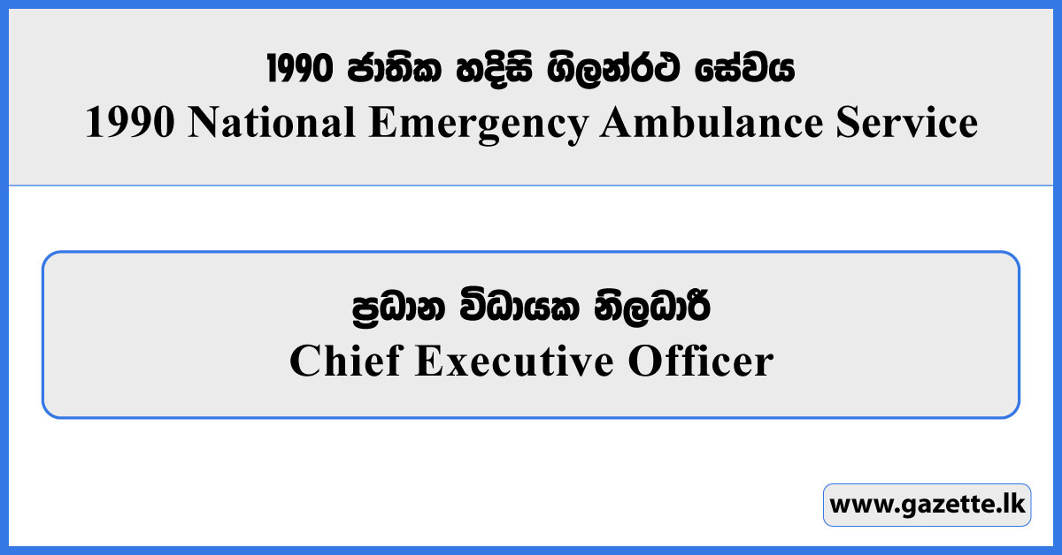 Chief Executive Officer - 1990 National Emergency Ambulance Service Vacancies 2025