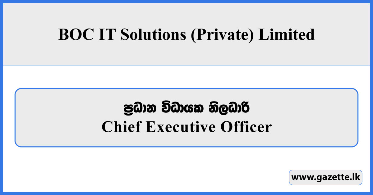 Chief Executive Officer - BOC IT Solutions (Private) Limited Vacancies 2025