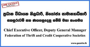 Chief Executive Officer, Deputy General Manager - Federation of Thrift and Credit Cooperative Societies