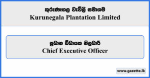 Chief Executive Officer - Kurunegala Plantation Limited Vacancies 2025