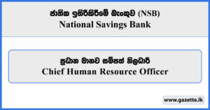 Chief Human Resource Officer - National Savings Bank (NSB) Vacancies 2026