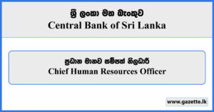 Chief Human Resources Officer - Central Bank of Sri Lanka Vacancies 2023