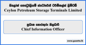 Chief Information Officer - Ceylon Petroleum Storage Terminals Limited Vacancies 2024