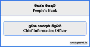 Chief Information Officer - Peoples Bank Vacancies 2025