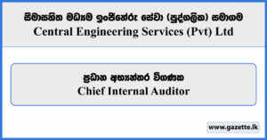 Chief Internal Auditor - Central Engineering Services (Pvt) Ltd Vacancies 2025