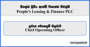 Chief Operating Officer - People's Leasing & Finance PLC Vacancies 2026