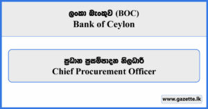 Chief Procurement Officer - Bank of Ceylon (BOC) Vacancies 2026