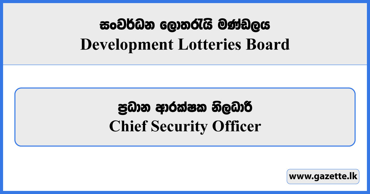 Chief Security Officer - Development Lotteries Board Vacancies 2025