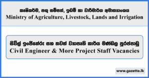 Civil Engineer & More Project Staff Vacancies - Ministry of Agriculture, Livestock, Lands and Irrigation 2026