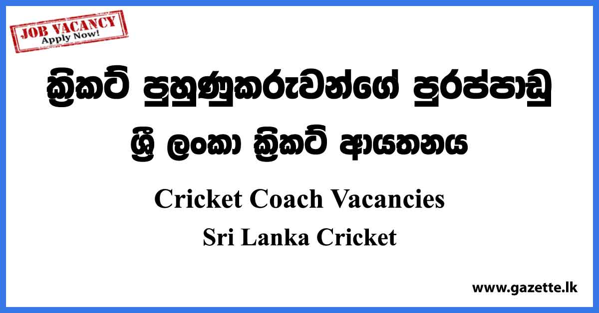 Cricket Coach Vacancies - Sri Lanka Cricket Vacancies 2023