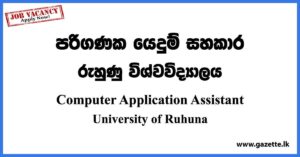 Computer Application Assistant - University of Ruhuna Vacancies 2023