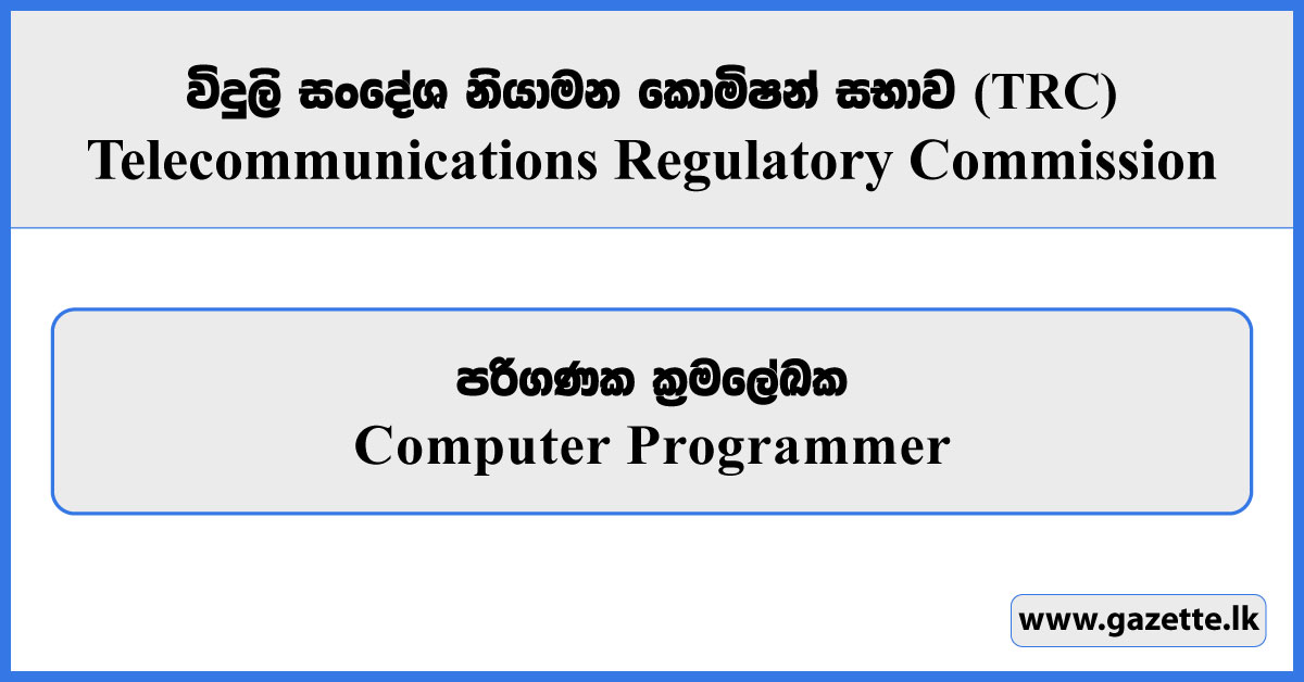 Computer Programmer - Telecommunications Regulatory Commission Vacancies 2026
