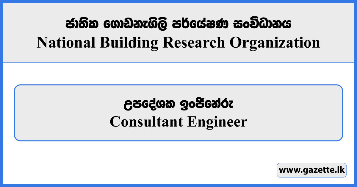 Consultant Engineer - National Building Research Organisation Vacancies 2025