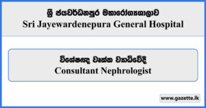 Consultant Nephrologist - Sri Jayewardenepura General Hospital Vacancies 2024