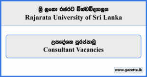 Consultant Vacancies 2023 - Rajarata University of Sri Lanka Vacancies